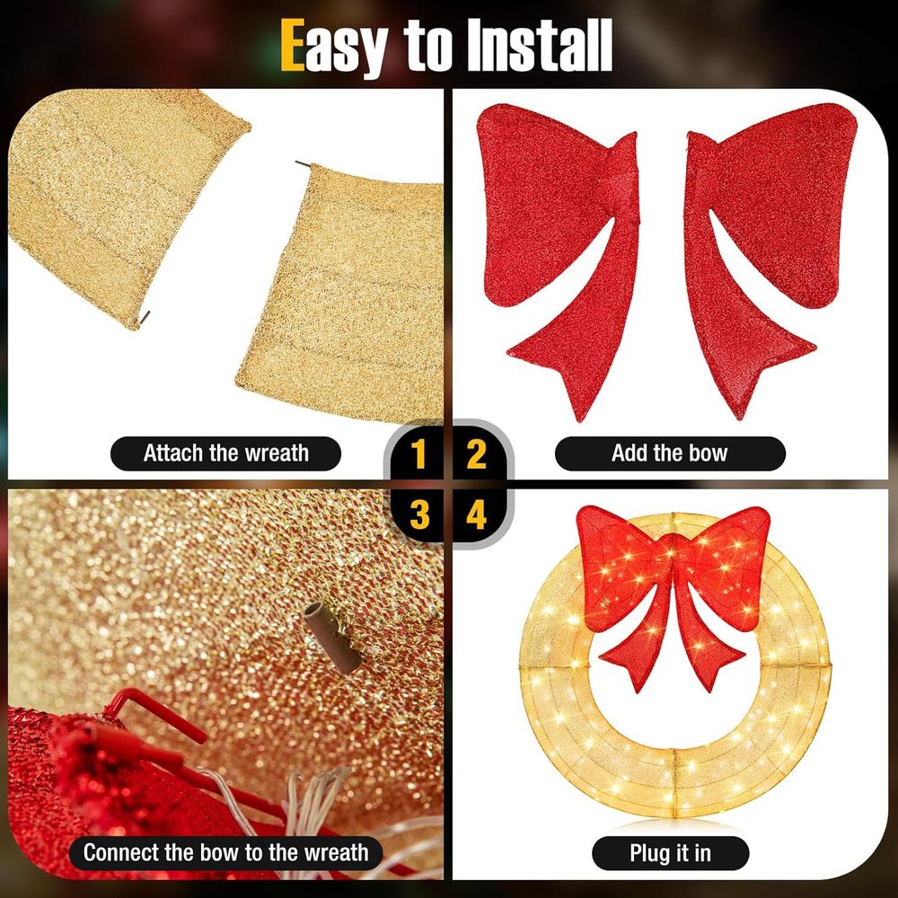 48 Inch Pre-Lit Christmas Wrea - Christmas Lights Outdoor のレビューと価格