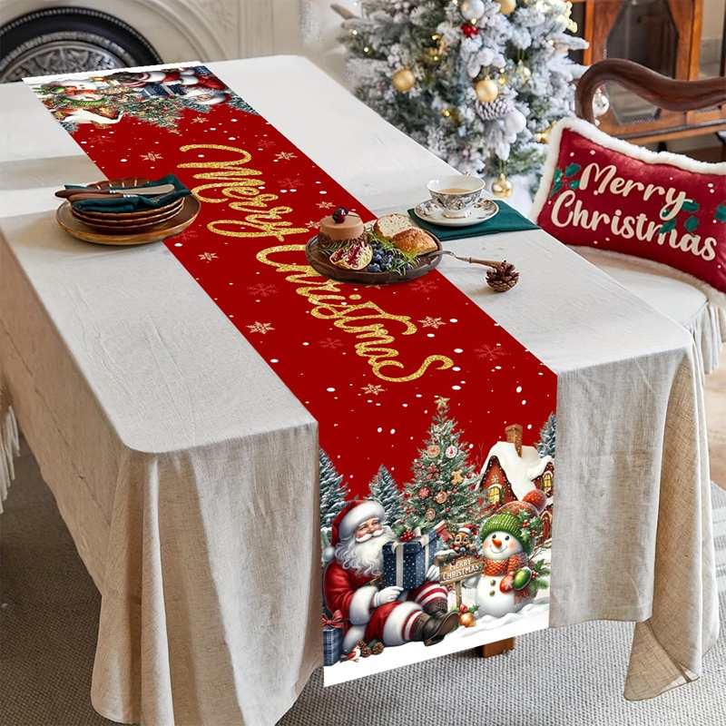Christmas Santa Snowman Table  - Christmas Table Runner のレビューと価格