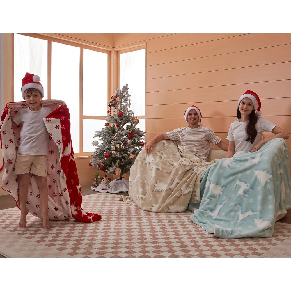 Christmas Faux Rabbit Fur & Fl - Christmas Throw Blanket のレビューと価格