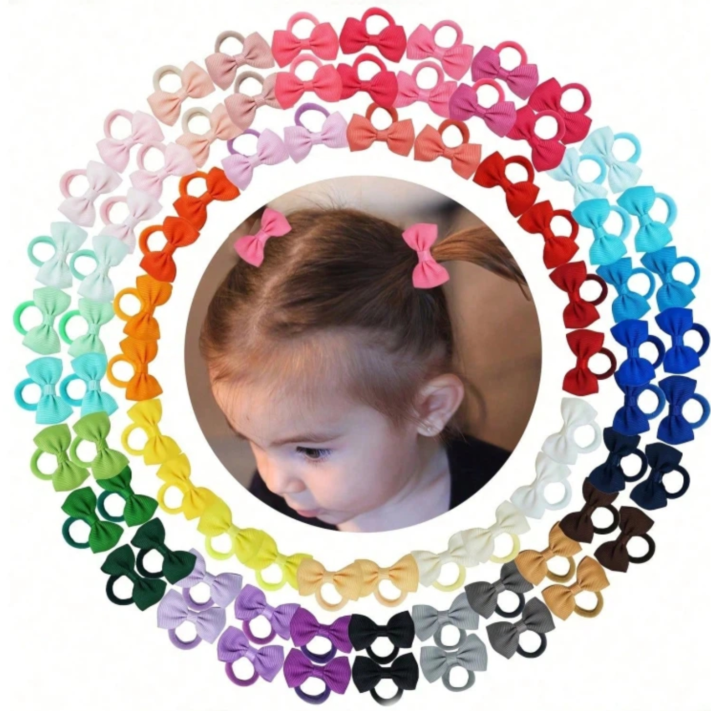 40/60/80 Baby Girls Hair Ties  - Ribbon Bow Gift のレビューと価格
