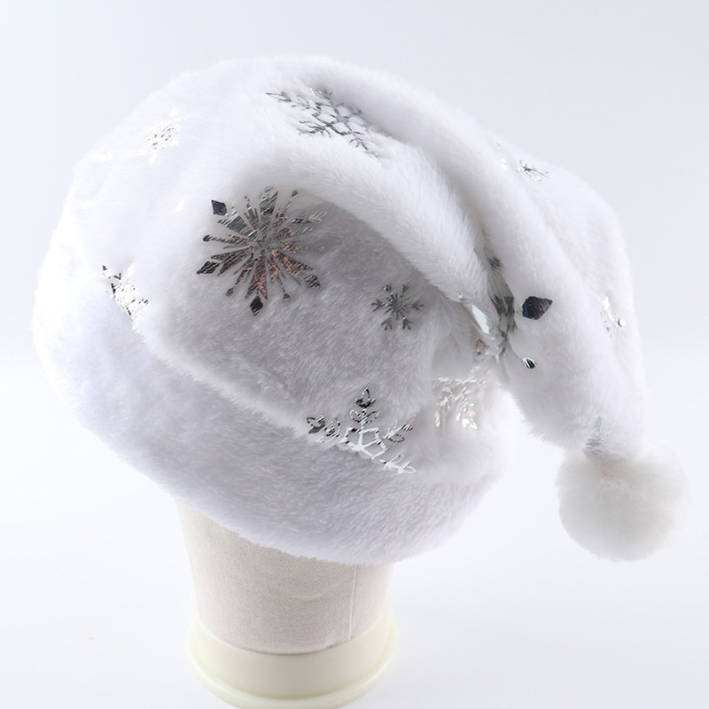 White Plush Christmas Hat Gold - Santa Hat Plush のレビューと価格