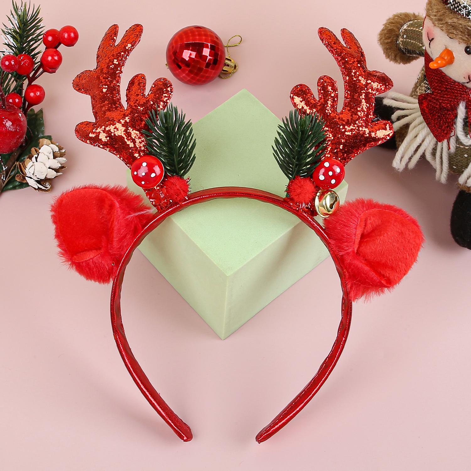 1/2pcs Christmas Glitter Deer  - Reindeer Antlers Headband のレビューと価格