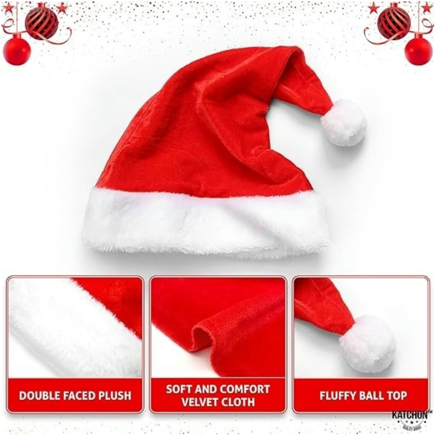 Fluffy Red Santa Hats Set with - Santa Hat Plush のレビューと価格