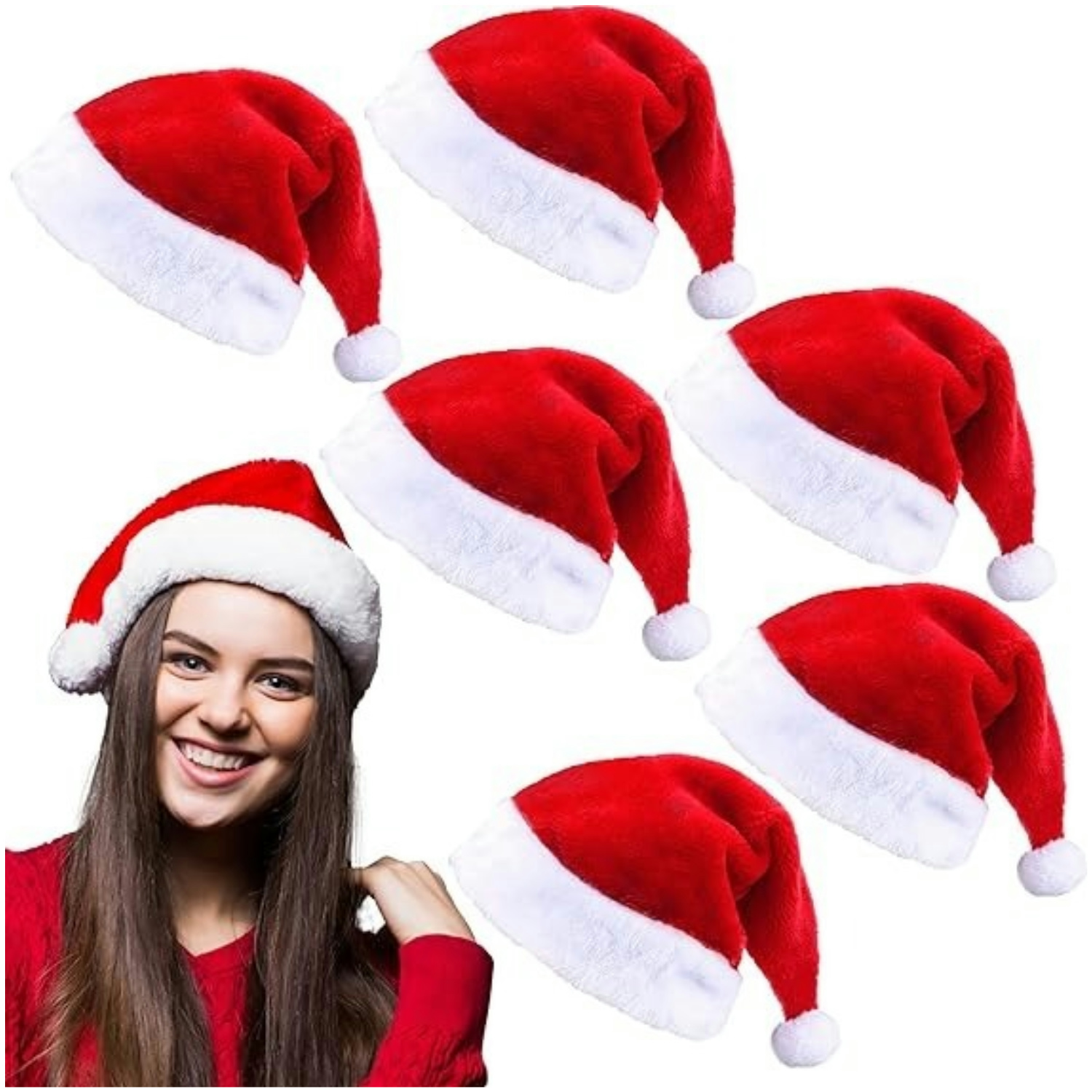Fluffy Red Santa Hats Set with - Santa Hat Plush のレビューと価格