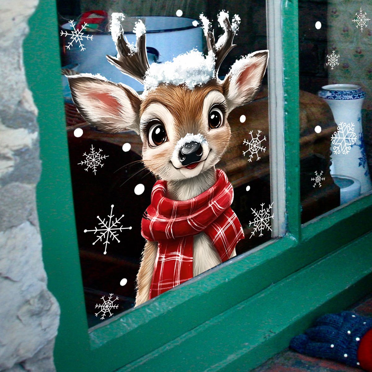 1pc Christmas Scarf Snowflake  - Snowflake Window Decal のレビューと価格
