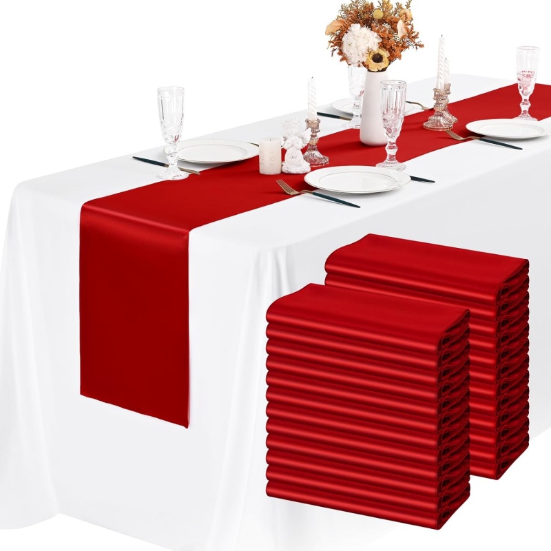 New 10-1PC Shiny Satin Banquet - Christmas Table Runner のレビューと価格