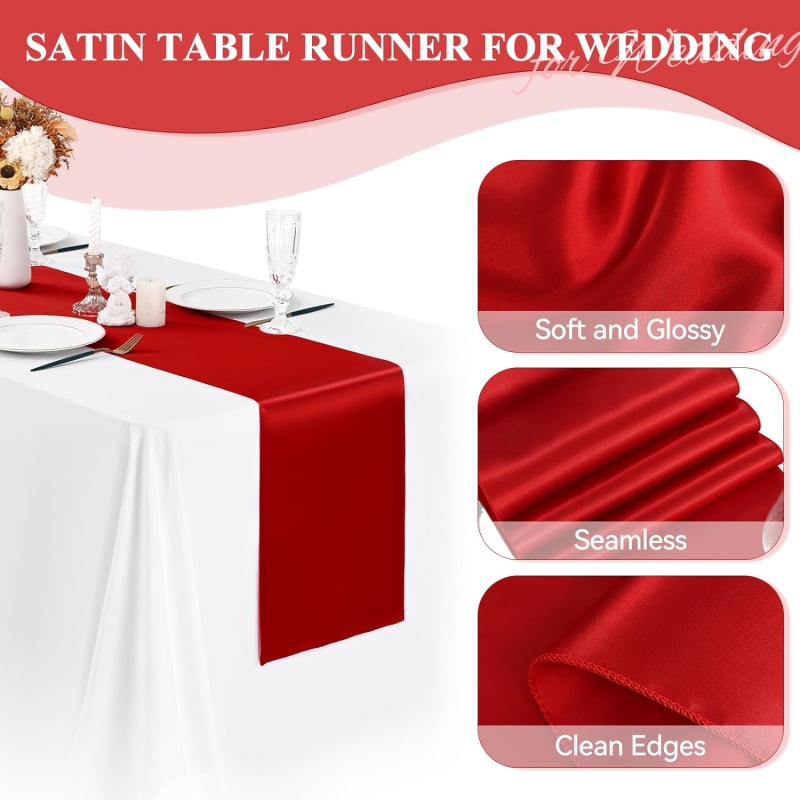 New 10-1PC Shiny Satin Banquet - Christmas Table Runner のレビューと価格