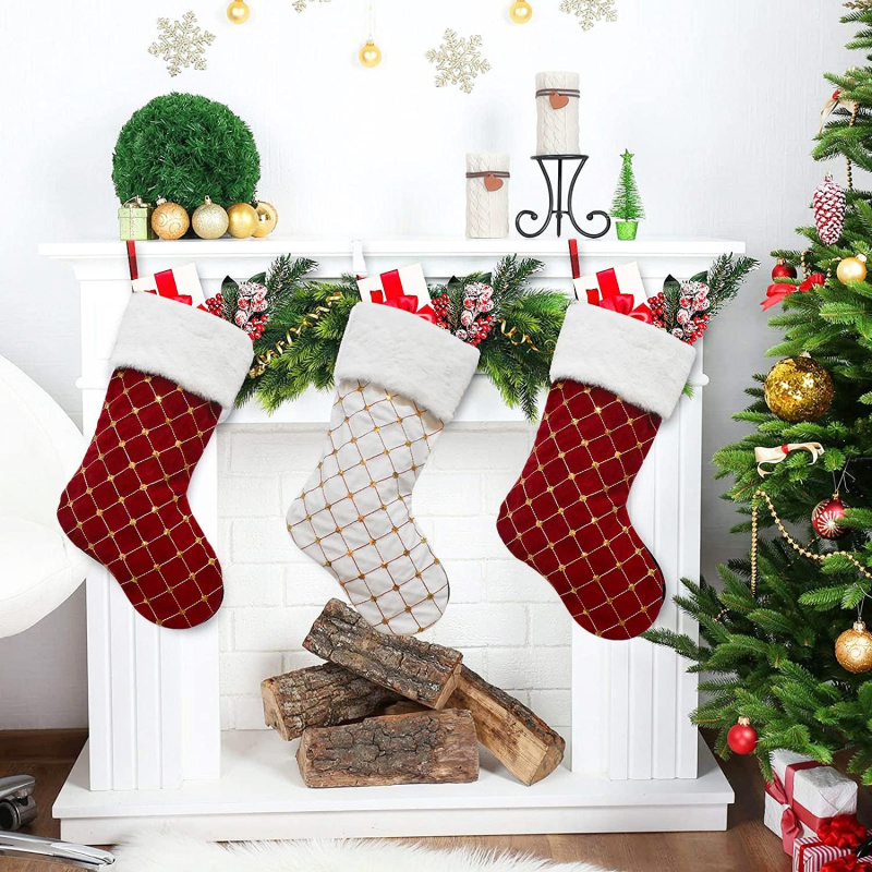 Christmas Stocking Soft Faux F - Christmas Stocking Hanging のレビューと価格
