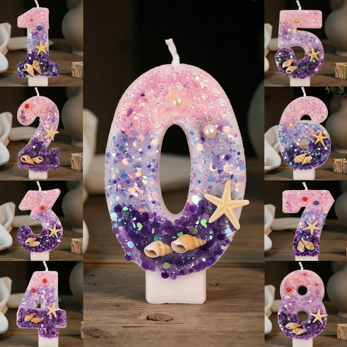 Three Color Gradient Mermaid 0 - Holiday Candle Set のレビューと価格