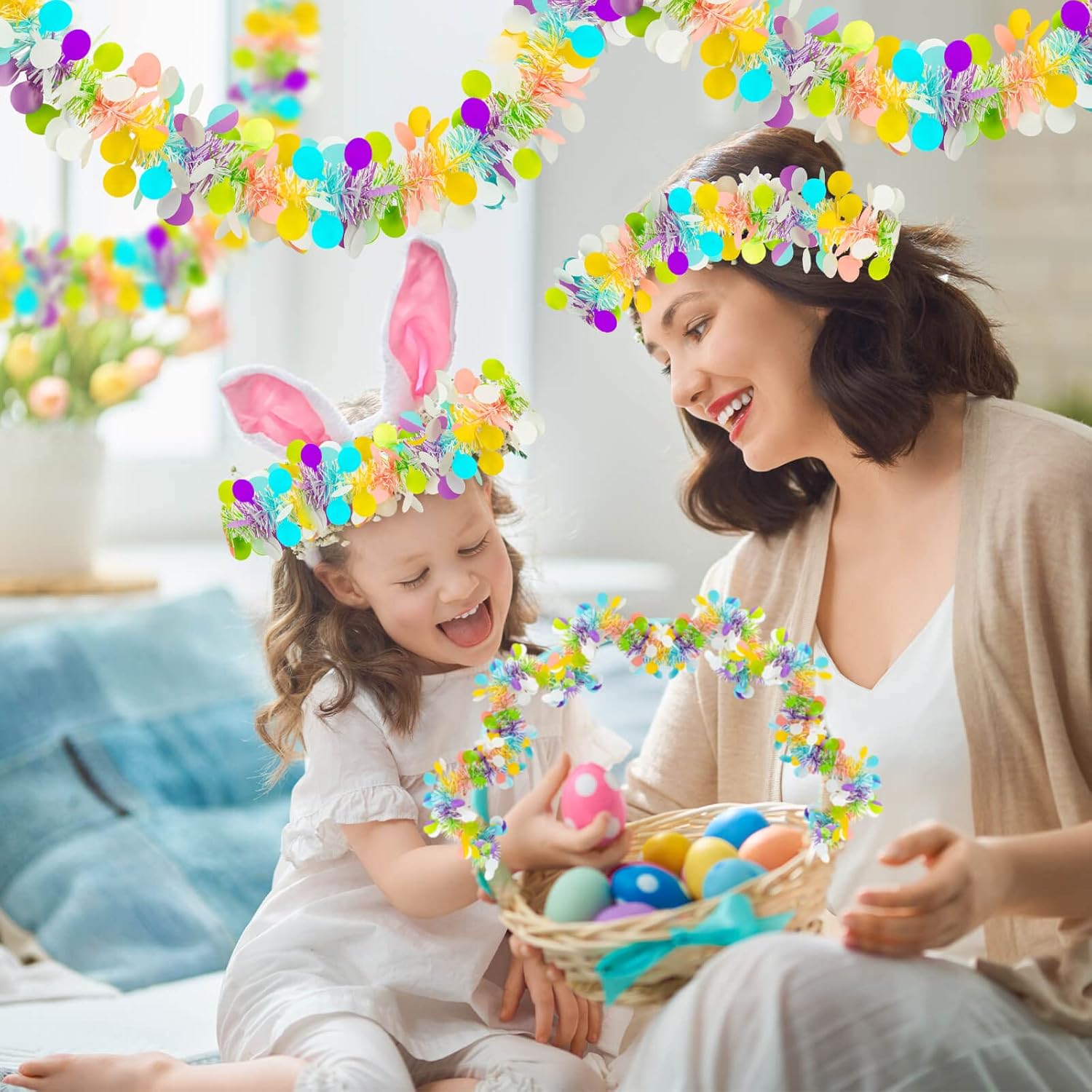 Easter Garland Decor 2PCS Glit - Tinsel Garland Decoration のレビューと価格