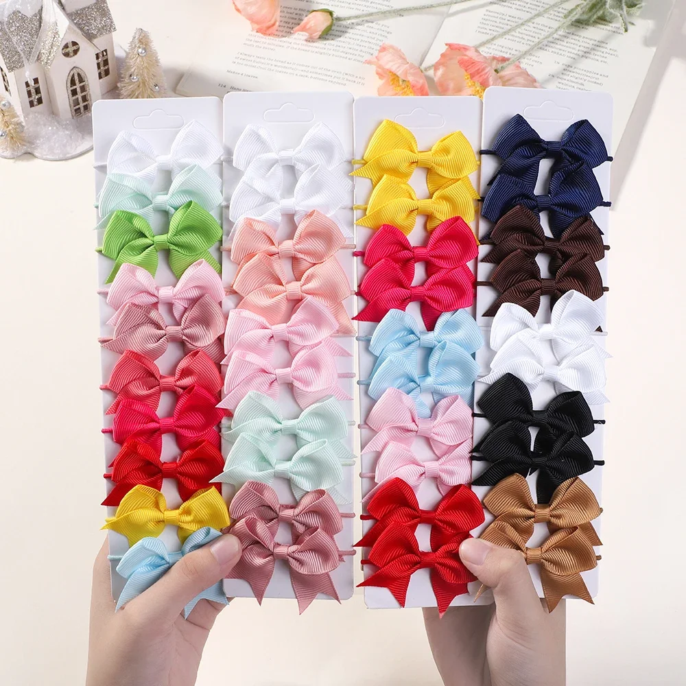 10Pcs Bows Elastic Hair rubber - Ribbon Bow Gift のレビューと価格
