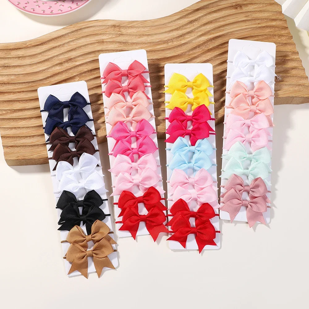 10Pcs Bows Elastic Hair rubber - Ribbon Bow Gift のレビューと価格