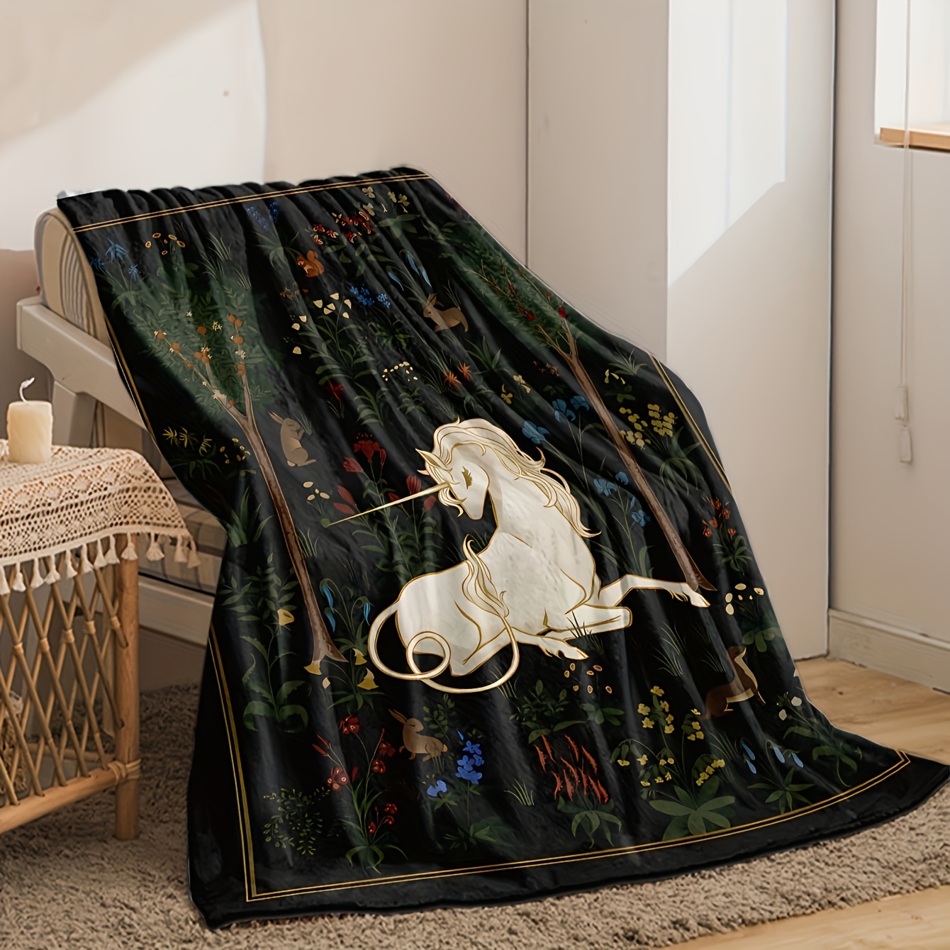 1pc Magical Unicorn Forest Thr - Christmas Throw Blanket のレビューと価格