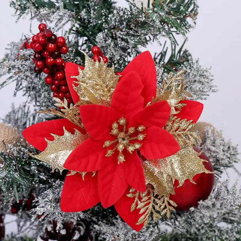 5PCS Christmas Flowers Christm - Christmas Tree Artificial のレビューと価格