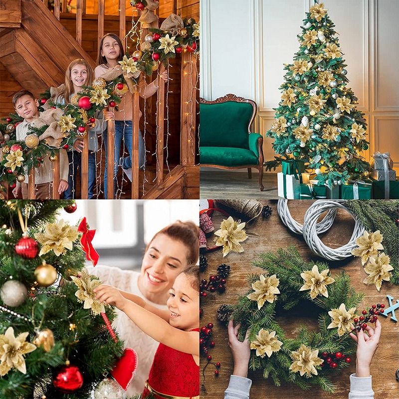 5PCS Christmas Flowers Christm - Christmas Tree Artificial のレビューと価格