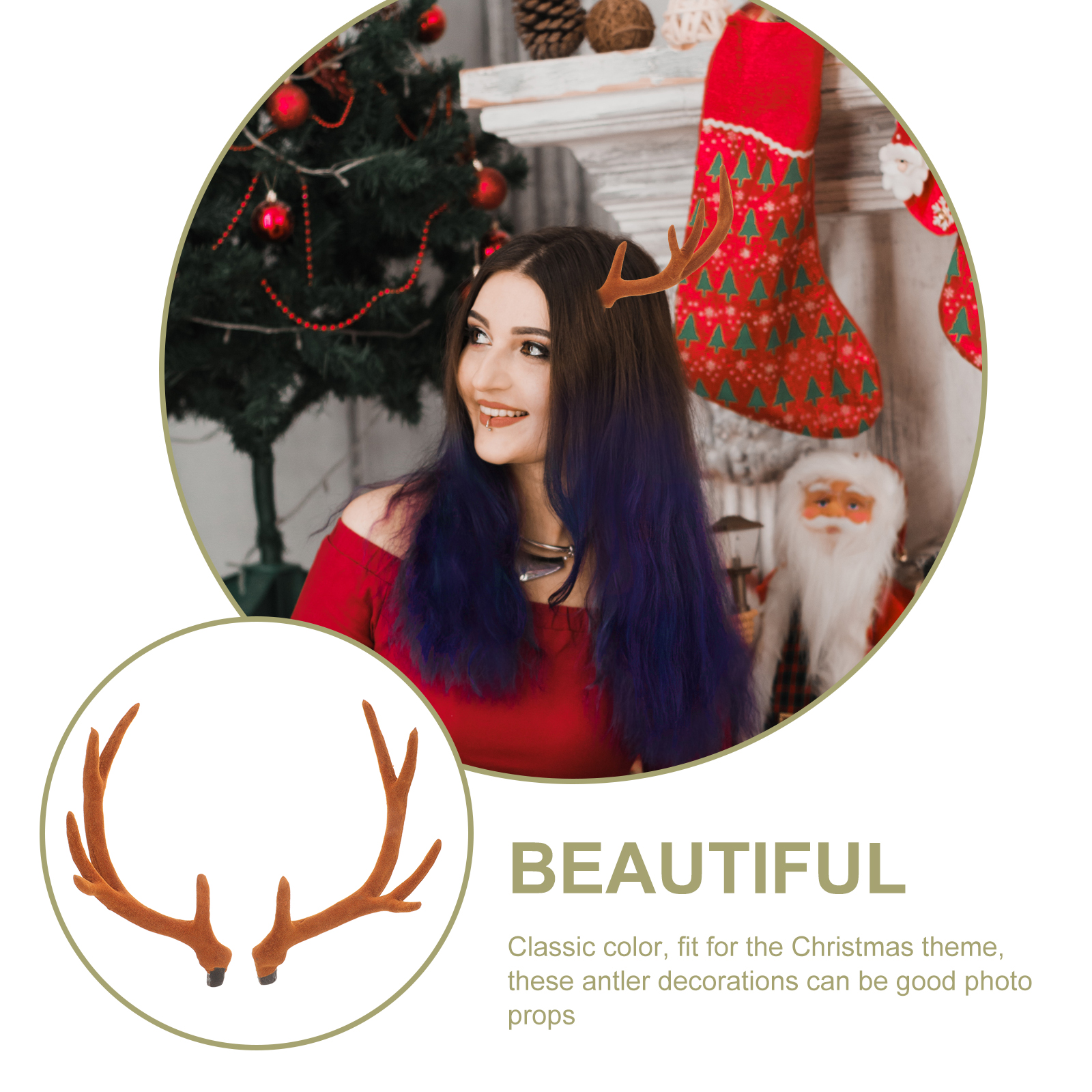 17CM Brown Reindeer Antlers Si - Reindeer Antlers Headband のレビューと価格