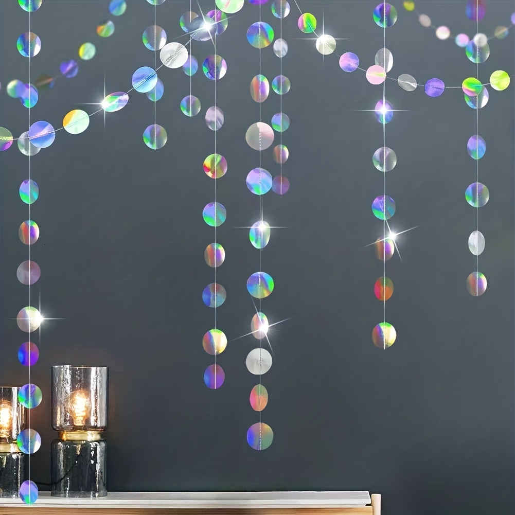 1pc Shimmering Iridescent Circ - Tinsel Garland Decoration のレビューと価格