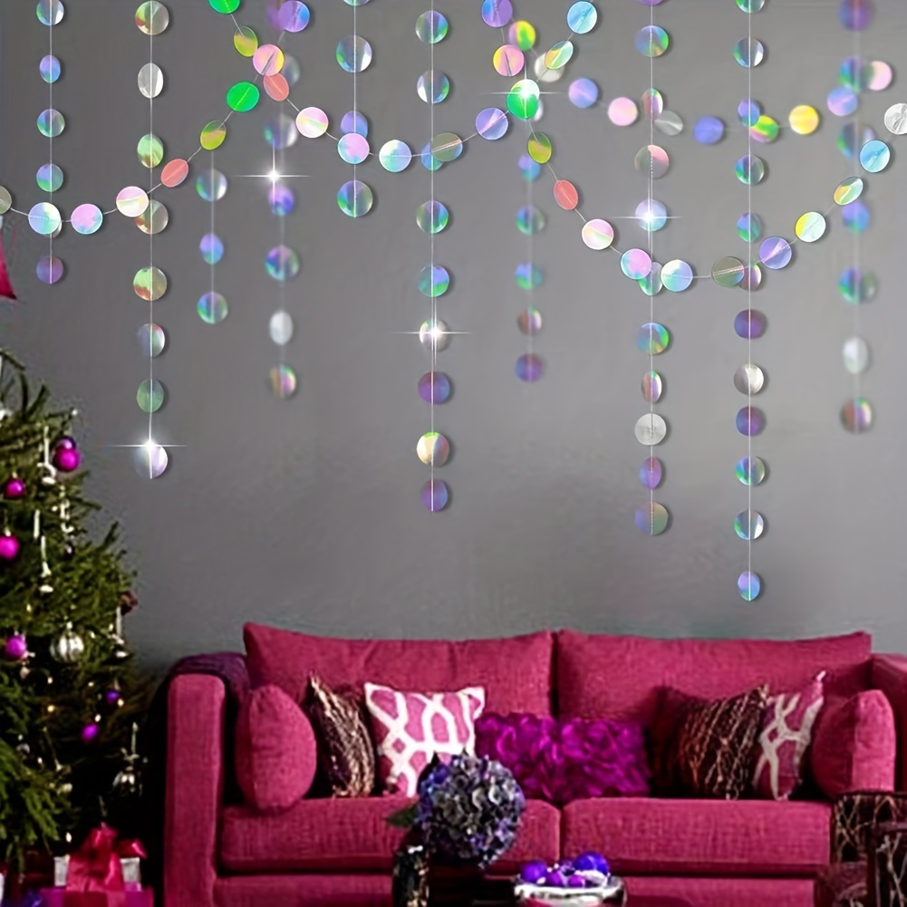 1pc Shimmering Iridescent Circ - Tinsel Garland Decoration のレビューと価格