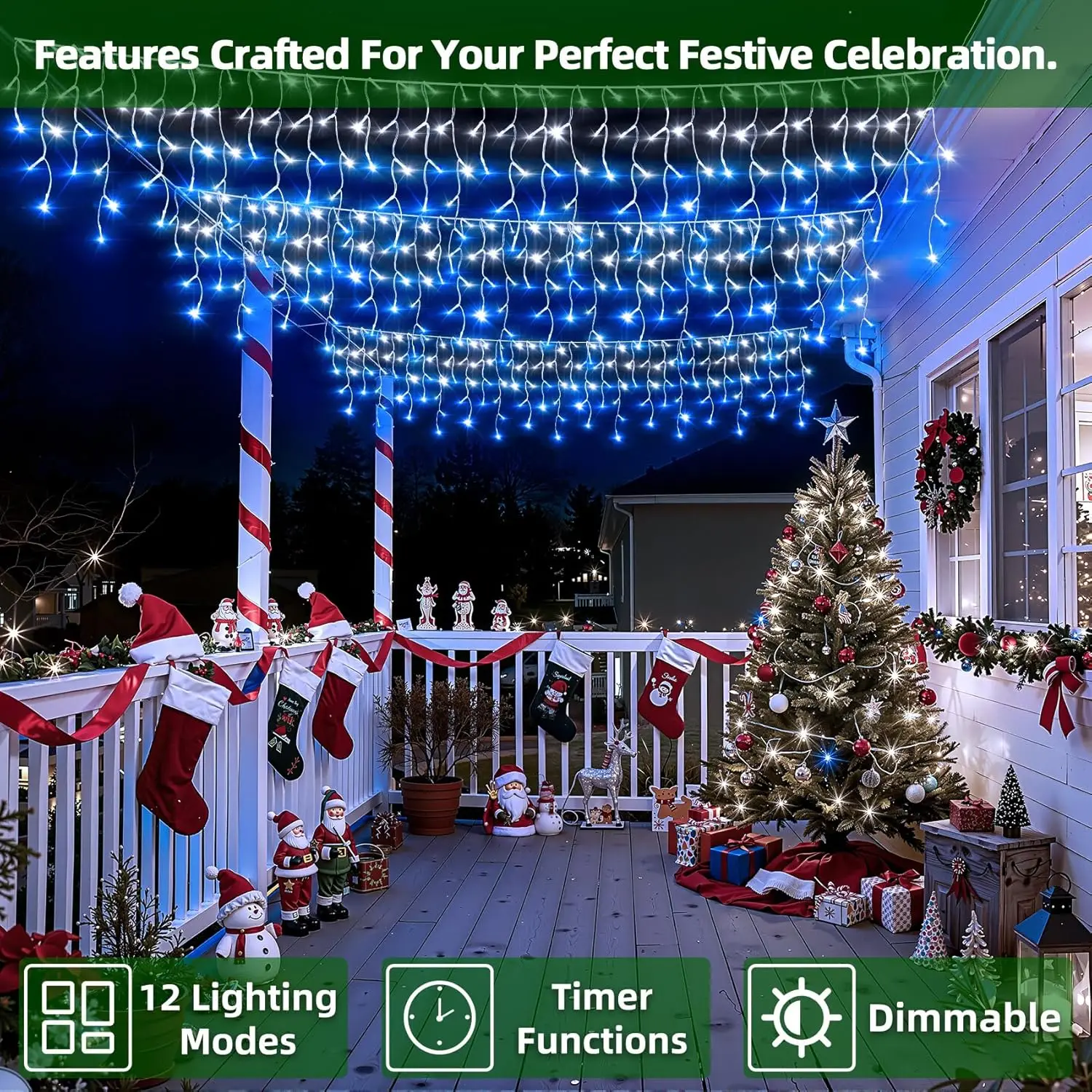 50ft 504 LED Icicle Lights, 12 - Led Fairy String Lights のレビューと価格