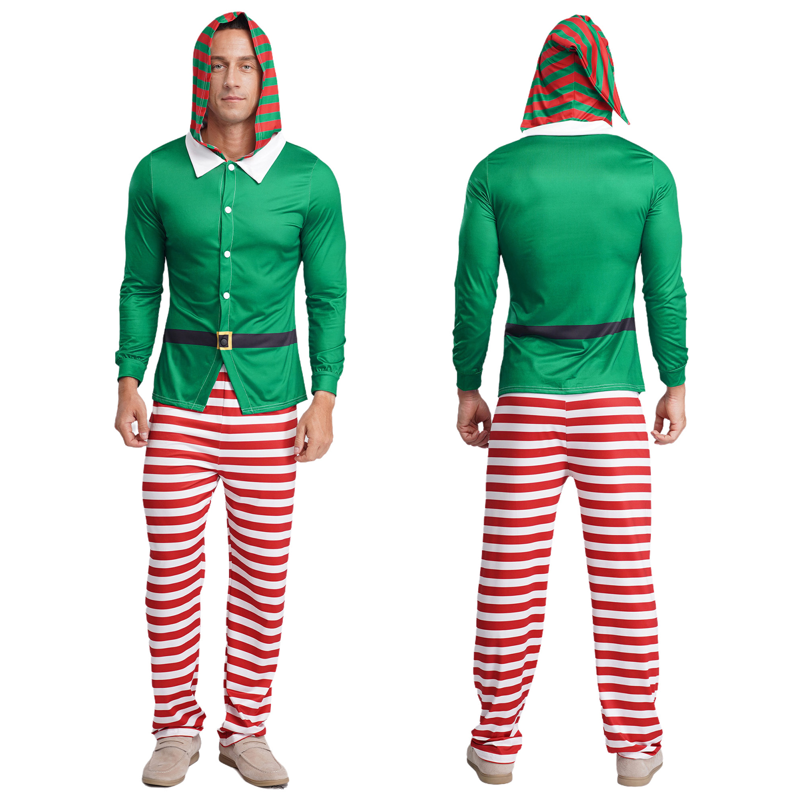 Men Christmas Elf Pajamas Part - Elf Costume Christmas のレビューと価格