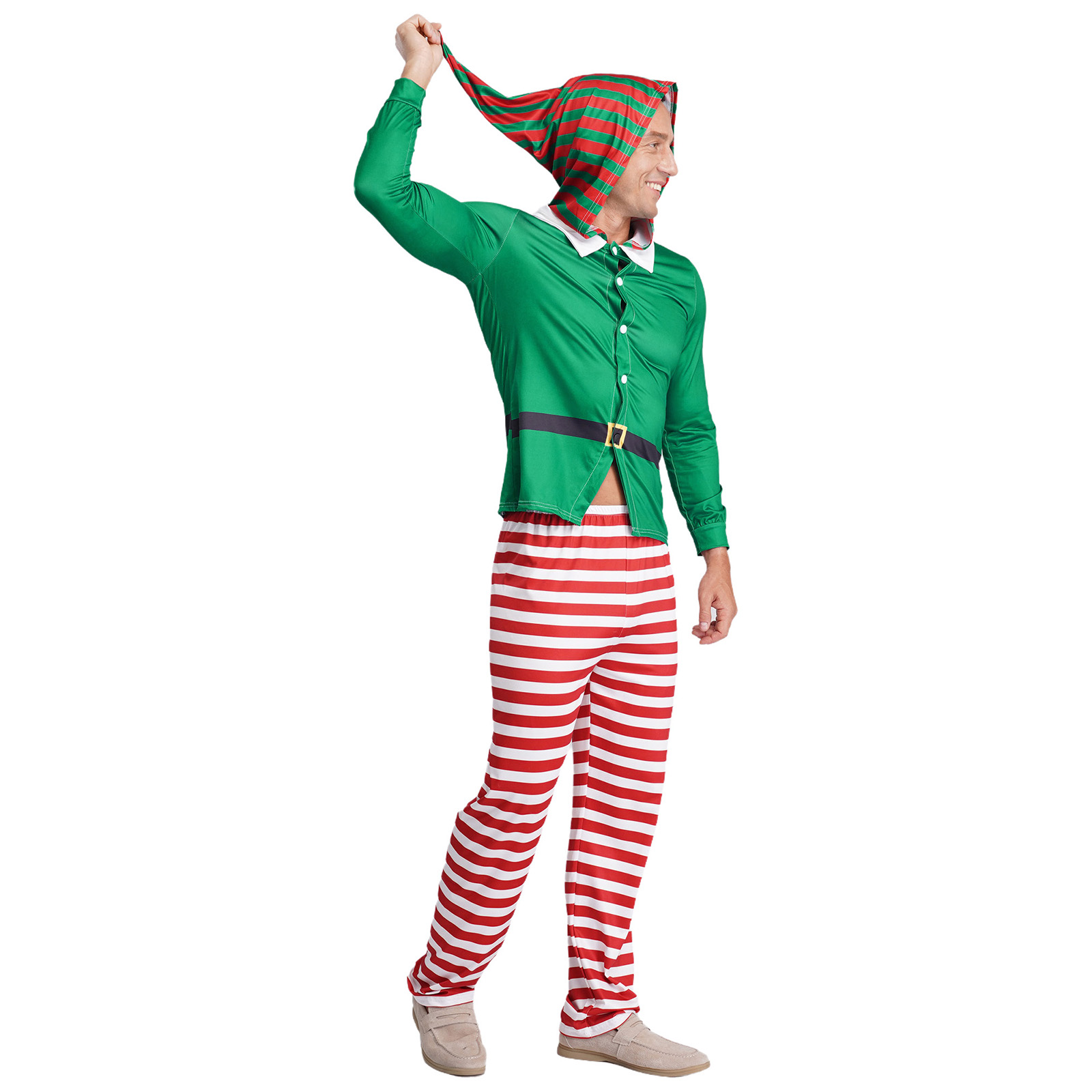 Men Christmas Elf Pajamas Part - Elf Costume Christmas のレビューと価格