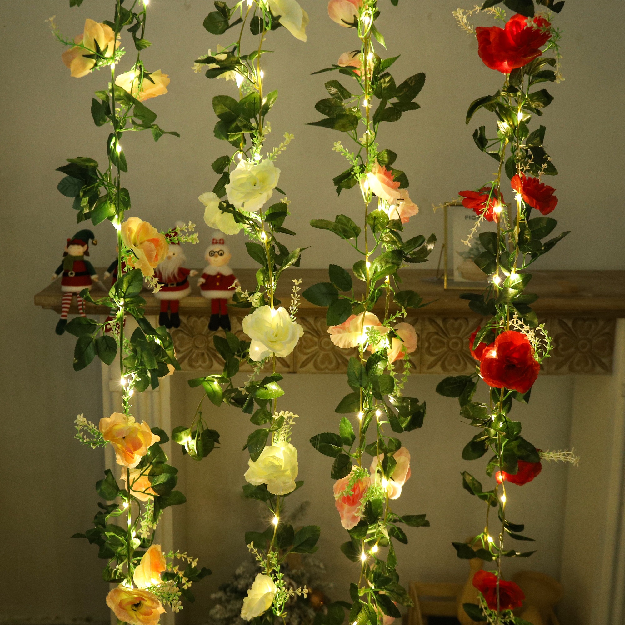Rose LED Vine Light String Art - Christmas Wreath Fake のレビューと価格