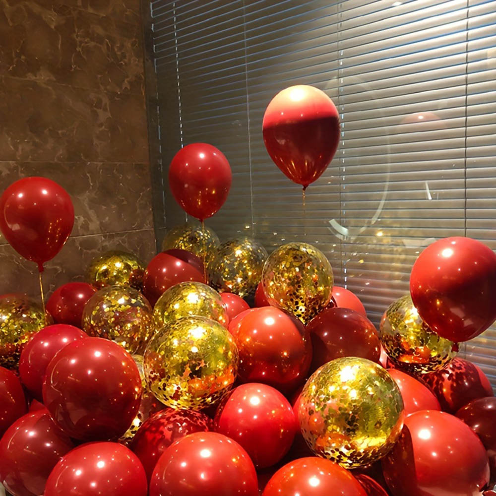 50pcs/pack Red Gold Balloon Ar - Tinsel Garland Decoration のレビューと価格
