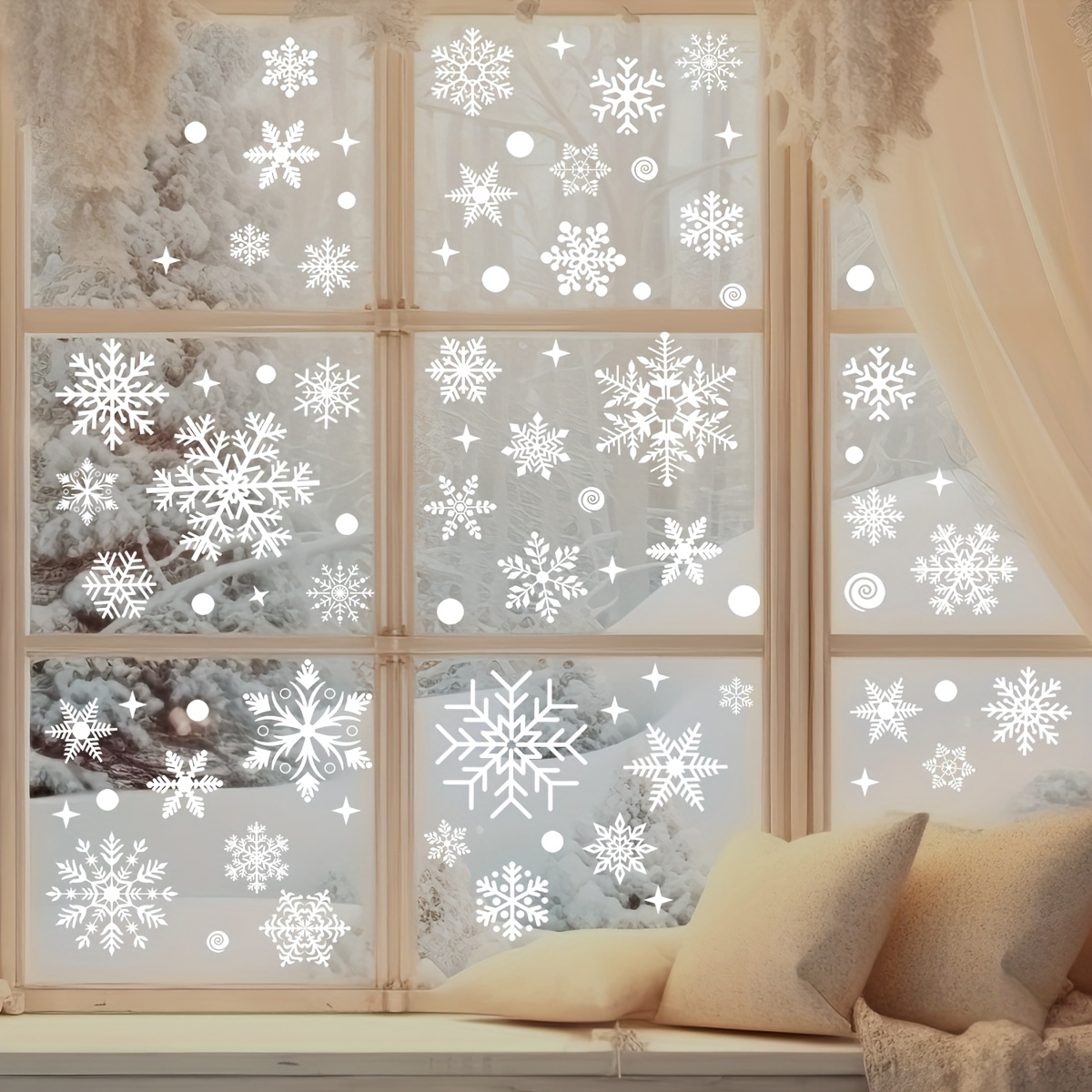 137Pcs Winter Snowflake Static - Snowflake Window Decal のレビューと価格