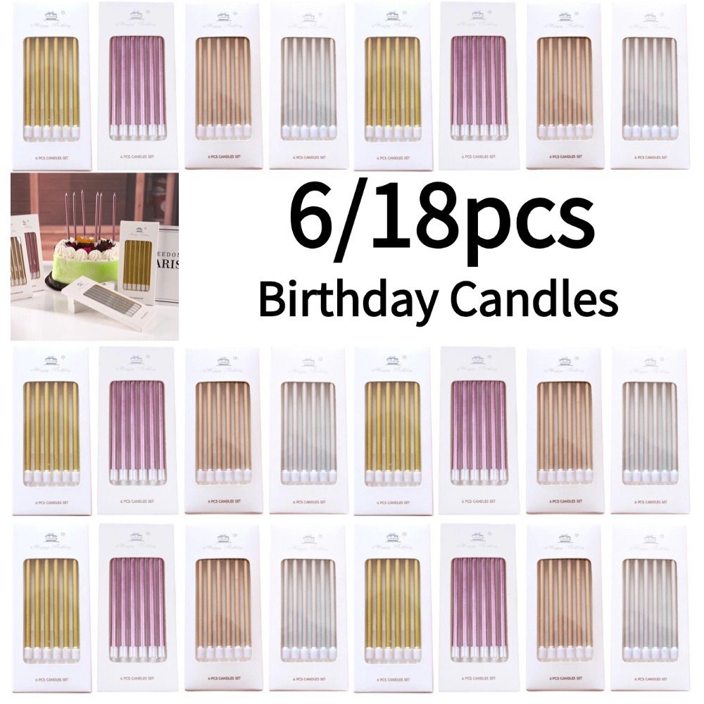 6/18pcs Metal Gold Silver Birt - Holiday Candle Set のレビューと価格