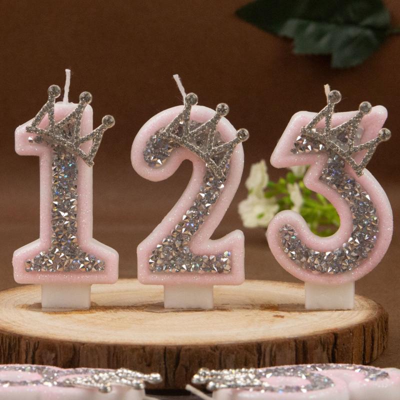 Digital Candles 0-9 Pink Silve - Holiday Candle Set のレビューと価格