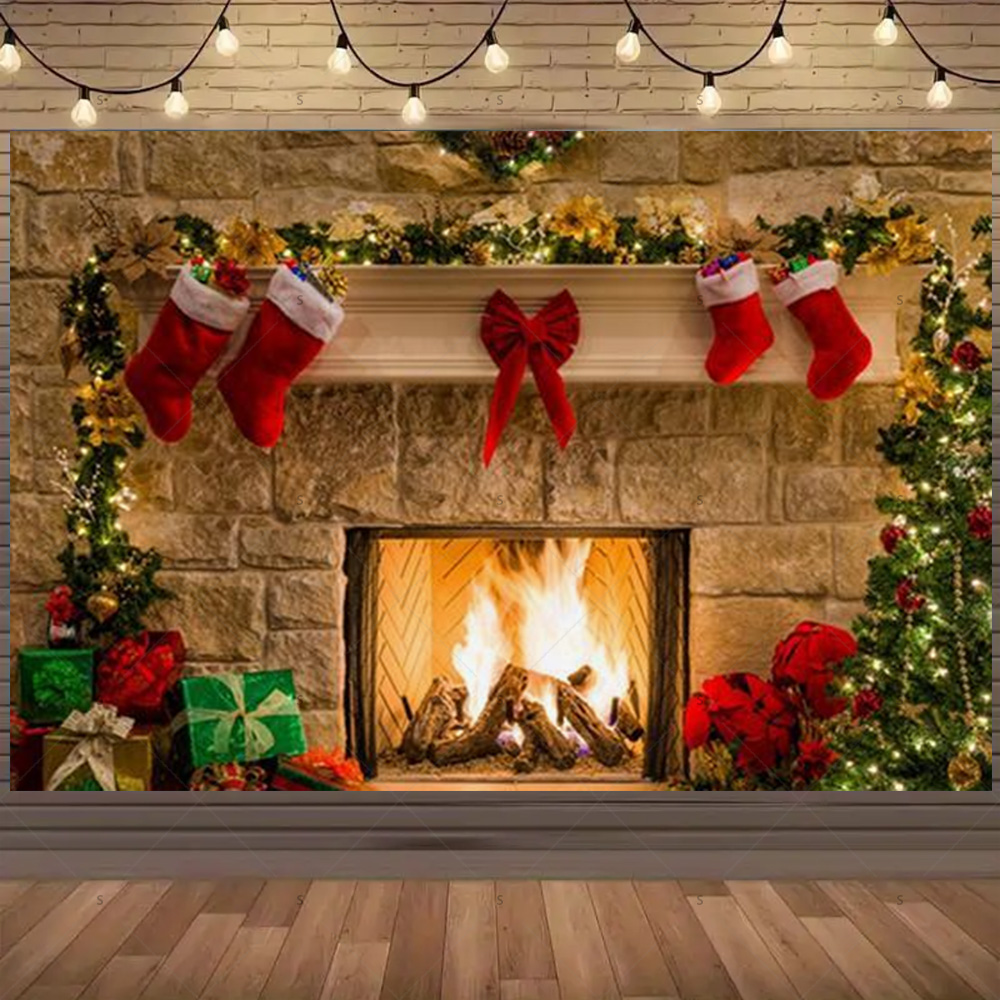 Christmas Photography Backdrop - Christmas Stocking Hanging のレビューと価格