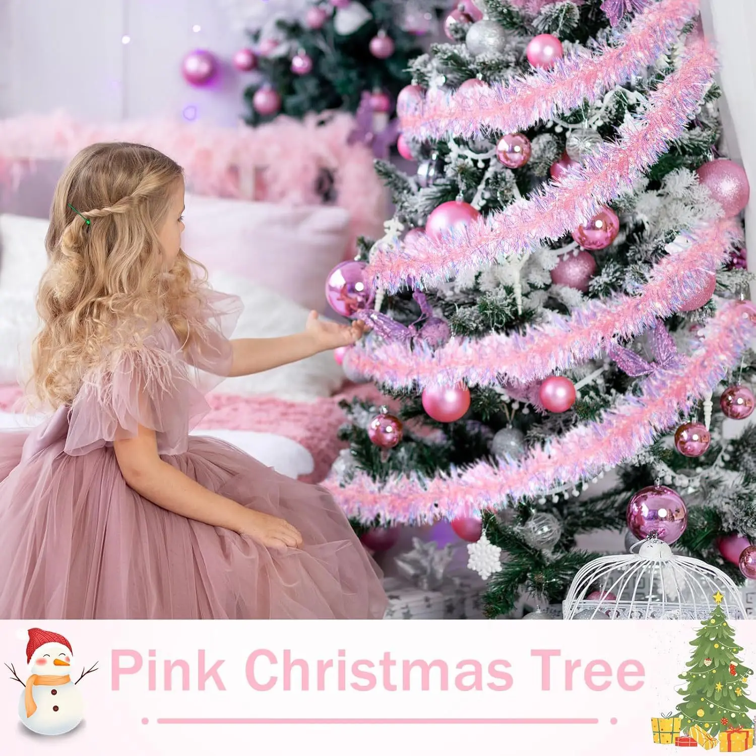 1-10PCS Pink Tinsel Garland Sh - Tinsel Garland Decoration のレビューと価格