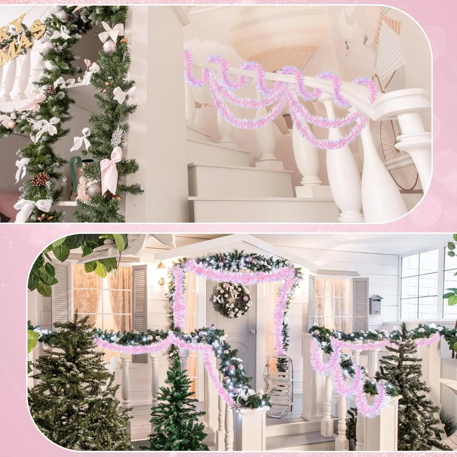 1-10PCS Pink Tinsel Garland Sh - Tinsel Garland Decoration のレビューと価格