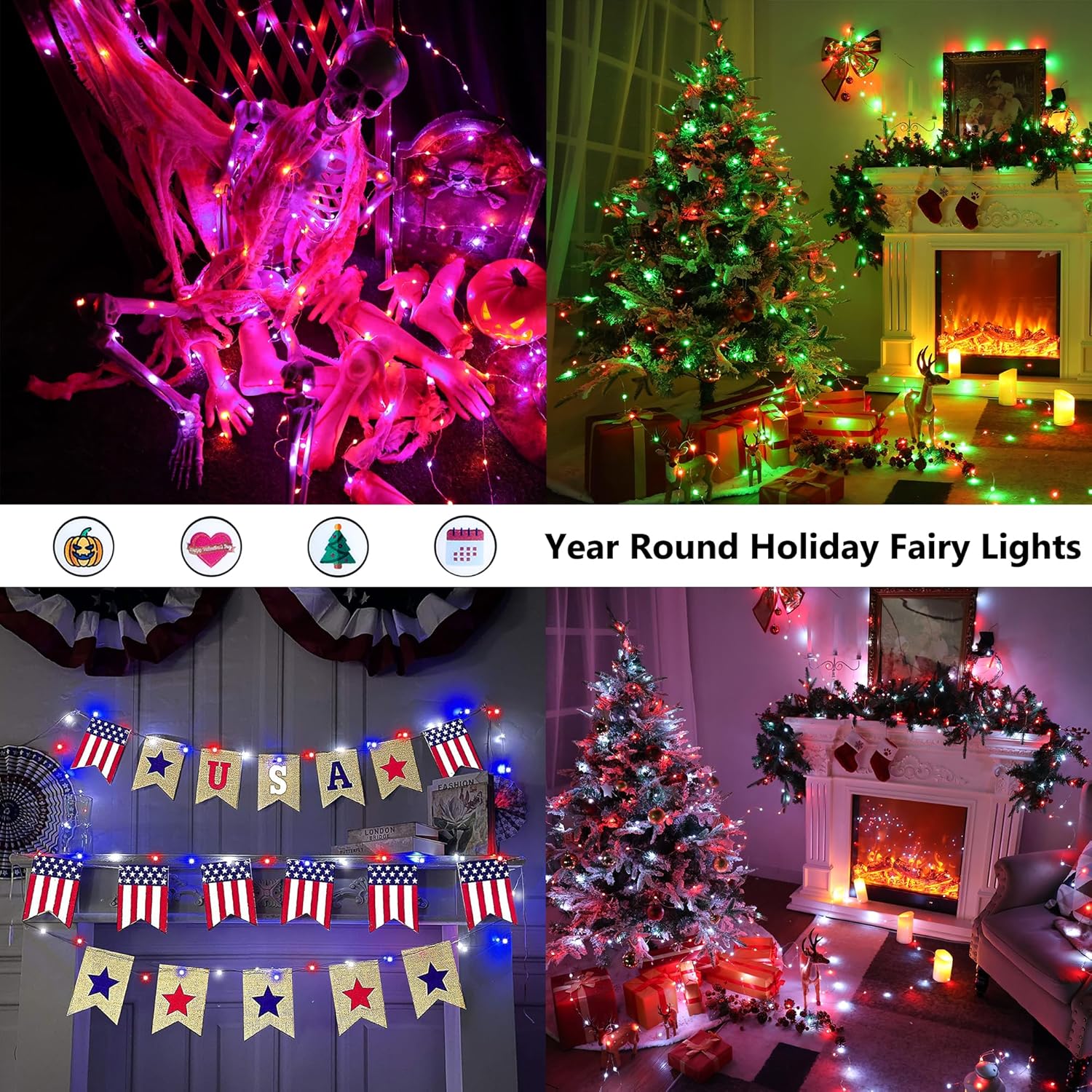 33ft 100 LED Red White Blue Fa - Led Fairy String Lights のレビューと価格