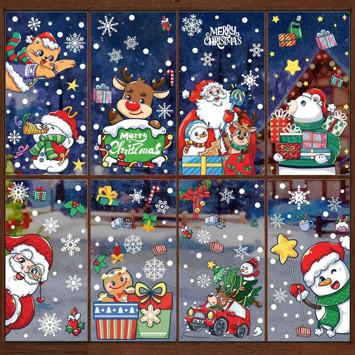 1set Snowman Static Window Sti - Snowflake Window Decal のレビューと価格