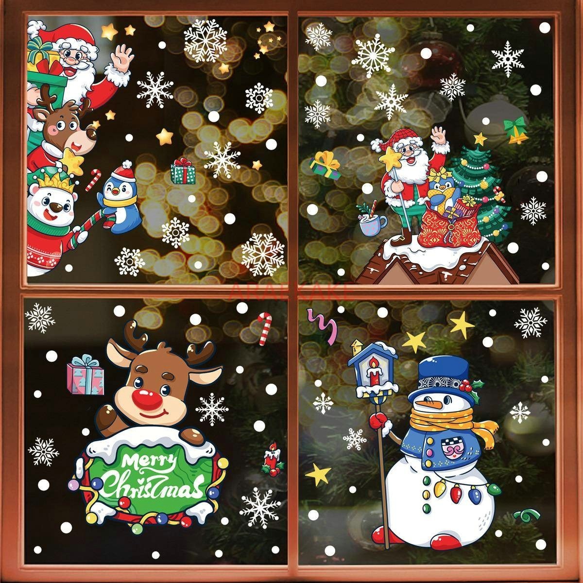 1set Snowman Static Window Sti - Snowflake Window Decal のレビューと価格