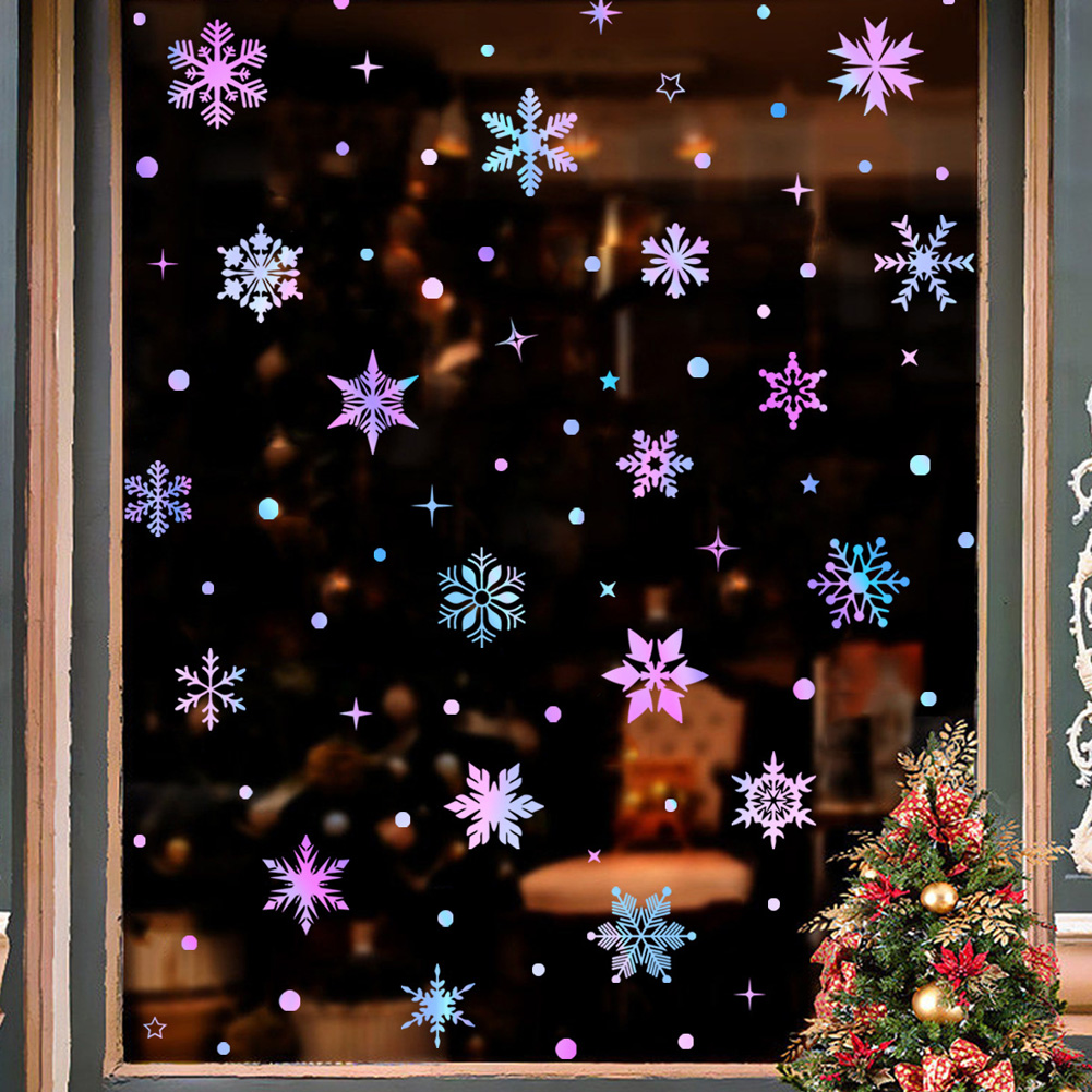 Colorful Luminous Snowflakes W - Snowflake Window Decal のレビューと価格