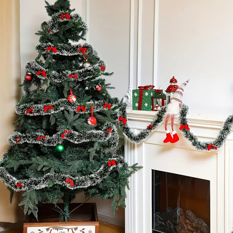 Christmas Bow Tinsel Ribbons G - Tinsel Garland Decoration のレビューと価格