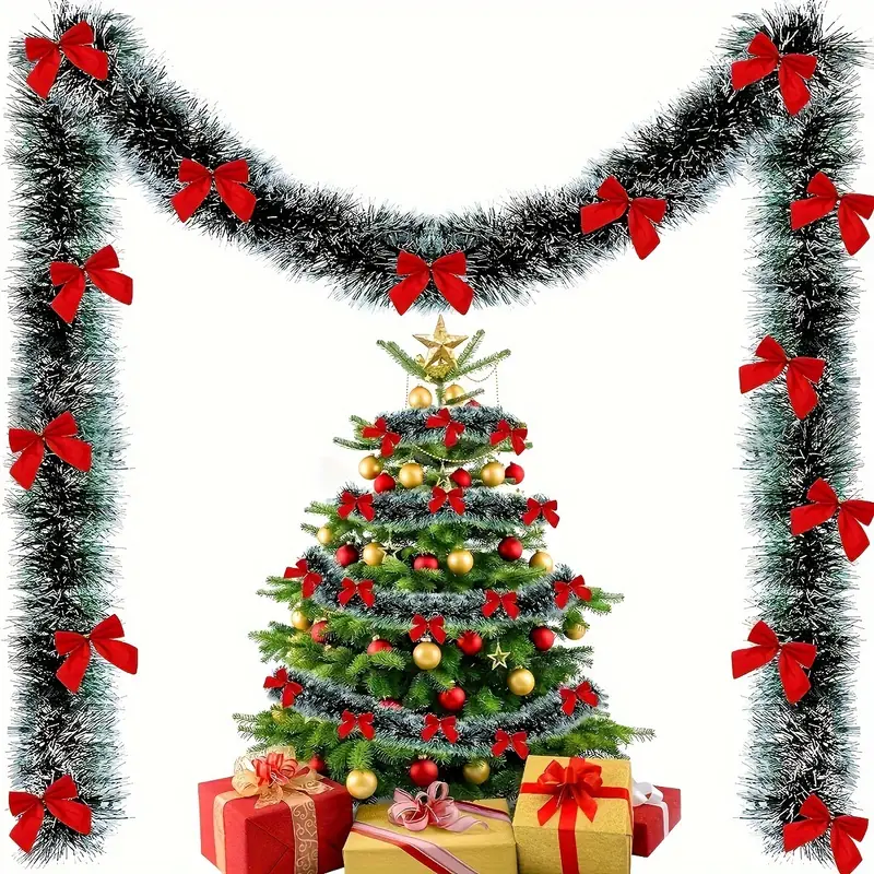 Christmas Bow Tinsel Ribbons G - Tinsel Garland Decoration のレビューと価格