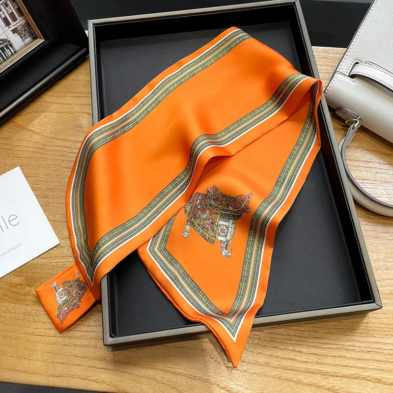 Retro Print Skinny Silk Scarfs - Ribbon Bow Gift のレビューと価格
