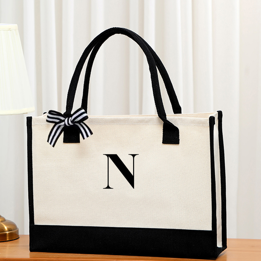 Simple canvas letter tote bag  - Ribbon Bow Gift のレビューと価格