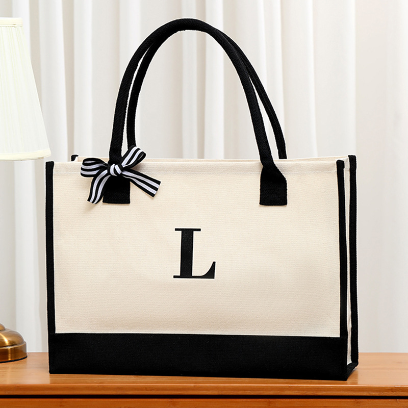 Simple canvas letter tote bag  - Ribbon Bow Gift のレビューと価格