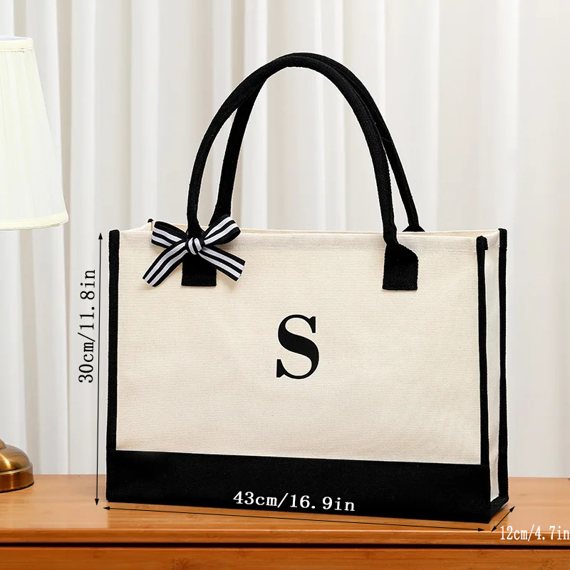 Simple canvas letter tote bag  - Ribbon Bow Gift のレビューと価格