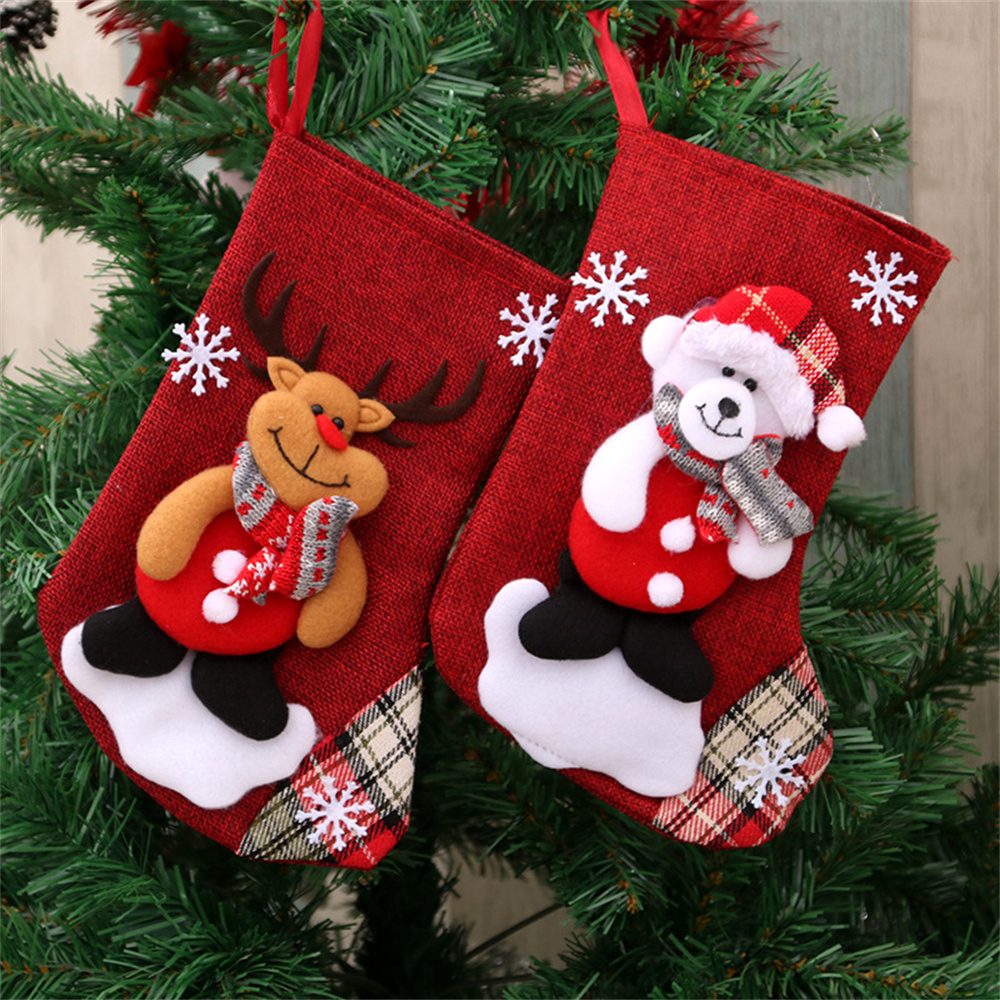 Linen Christmas Stockings Gift - Christmas Stocking Hanging のレビューと価格