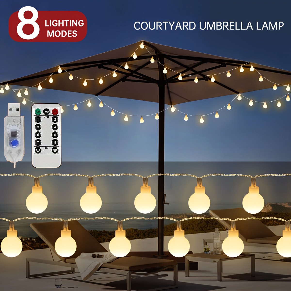 USB LED Ball String Lights 6M  - Led Fairy String Lights のレビューと価格
