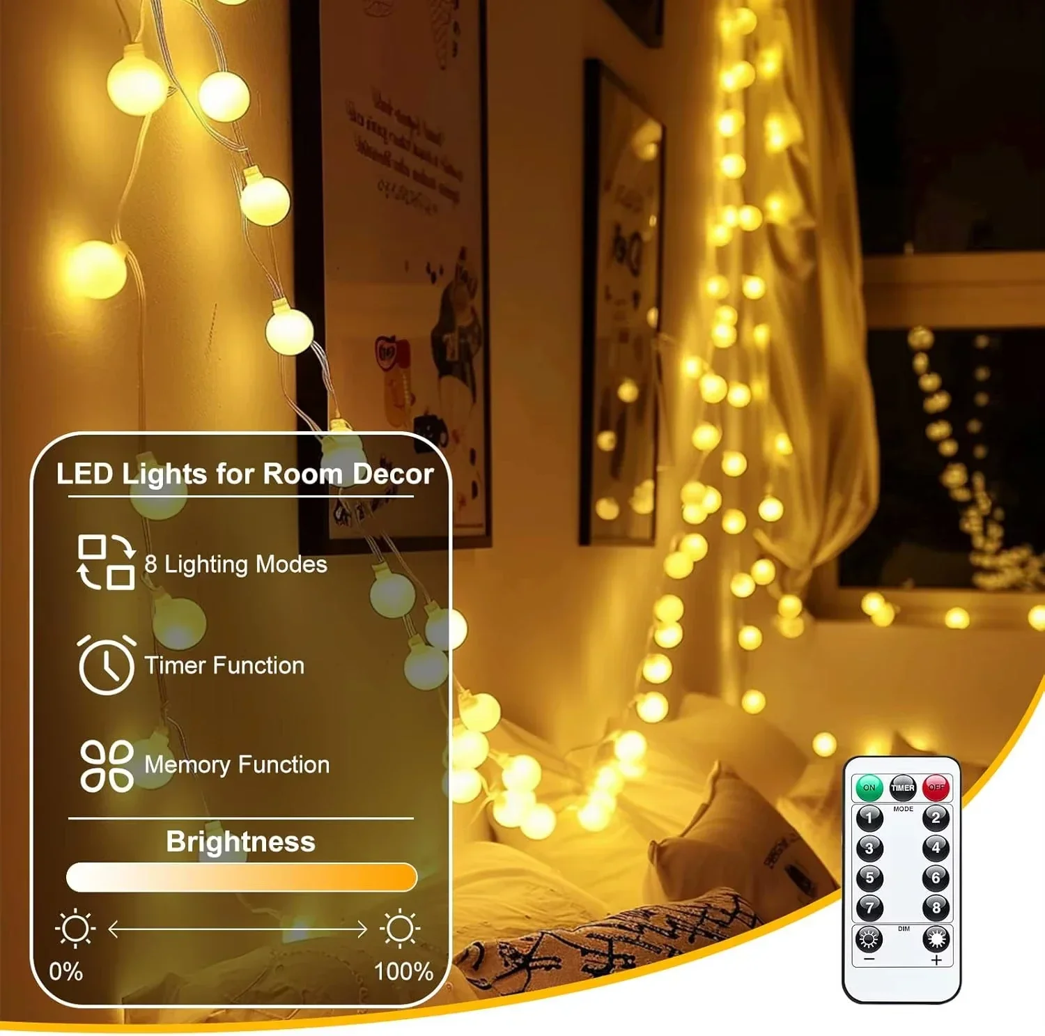 USB LED Ball String Lights 6M  - Led Fairy String Lights のレビューと価格