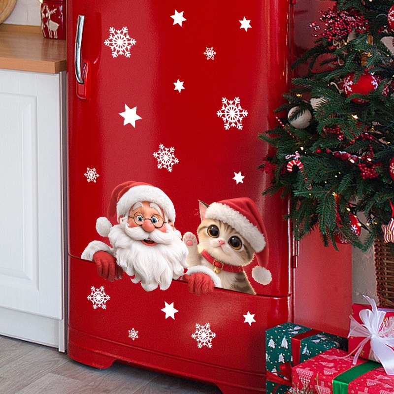 Kitten Santa Claus Window Stic - Snowflake Window Decal のレビューと価格