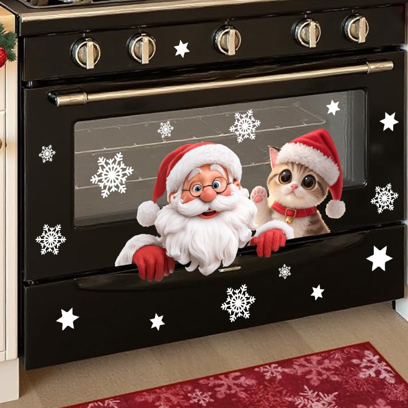 Kitten Santa Claus Window Stic - Snowflake Window Decal のレビューと価格