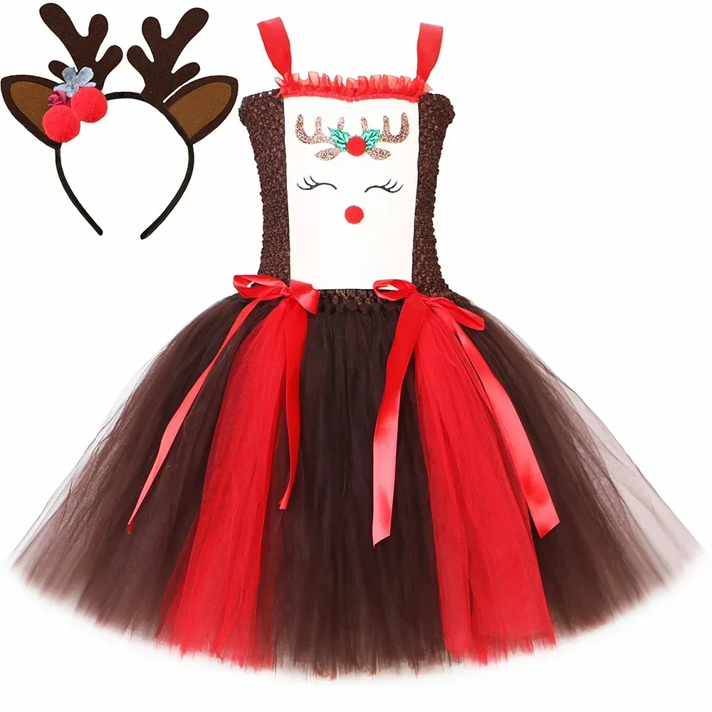 Christmas Party Tutu Dress Rud - Reindeer Antlers Headband のレビューと価格