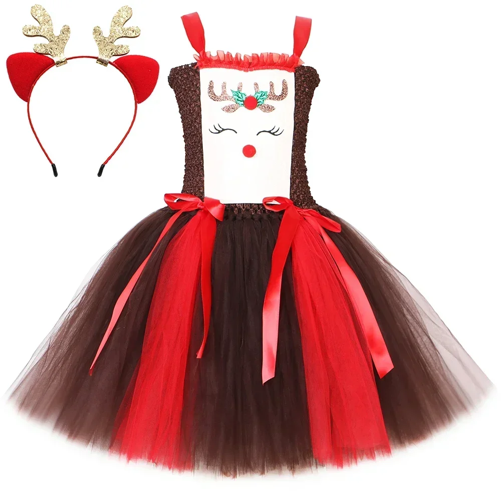 Christmas Party Tutu Dress Rud - Reindeer Antlers Headband のレビューと価格